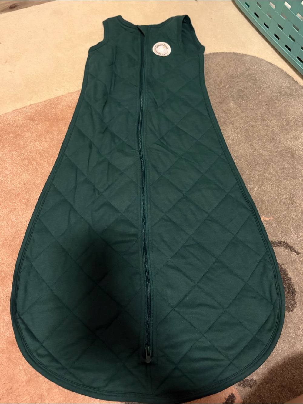 Toddler Quilted Sleep Sack - Deep Teal Sleeveless Wearable Blanket- Size Large